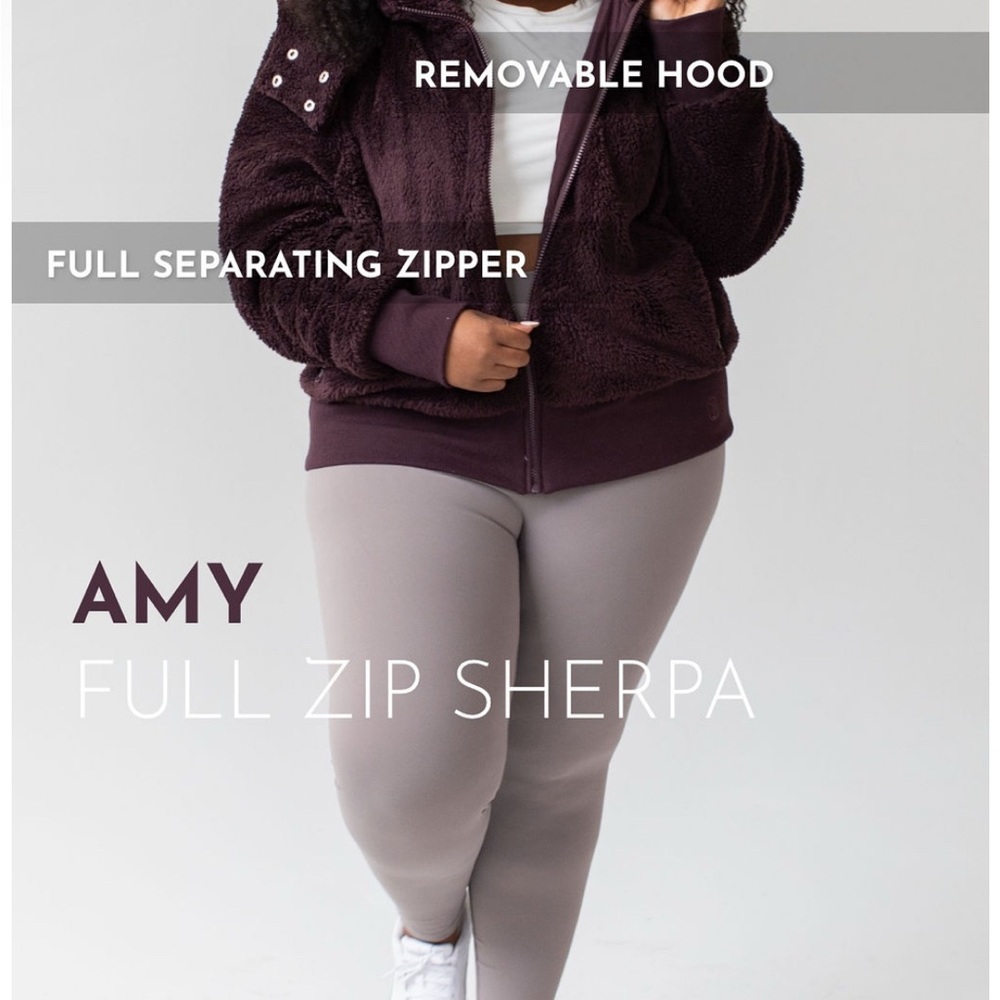 Savvi Amy Sherpa Jacket with Hood, Size Medium, Color Eggplant - Picture 11 of 13